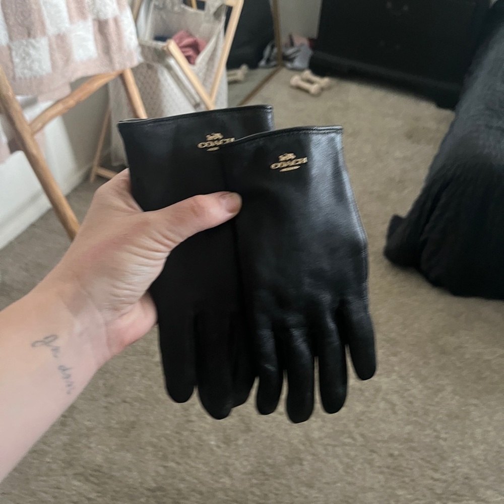 Coach Black Full-Fingered Gloves